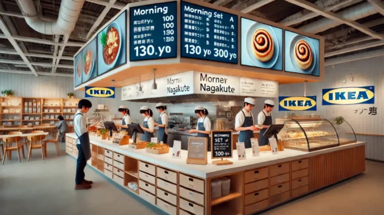 IKEA長久手の朝食カウンターでモーニングカレーを注文する様子